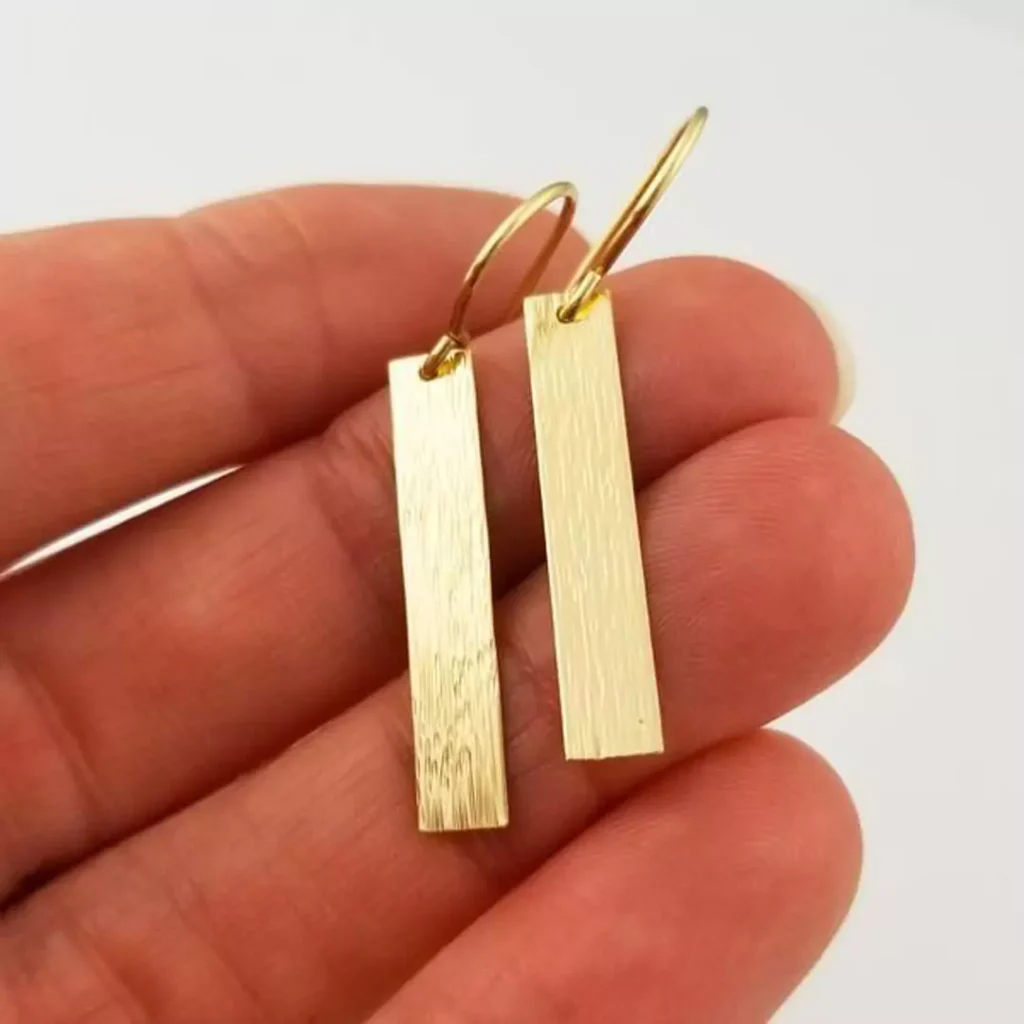 glamorous rectangle gold earrings