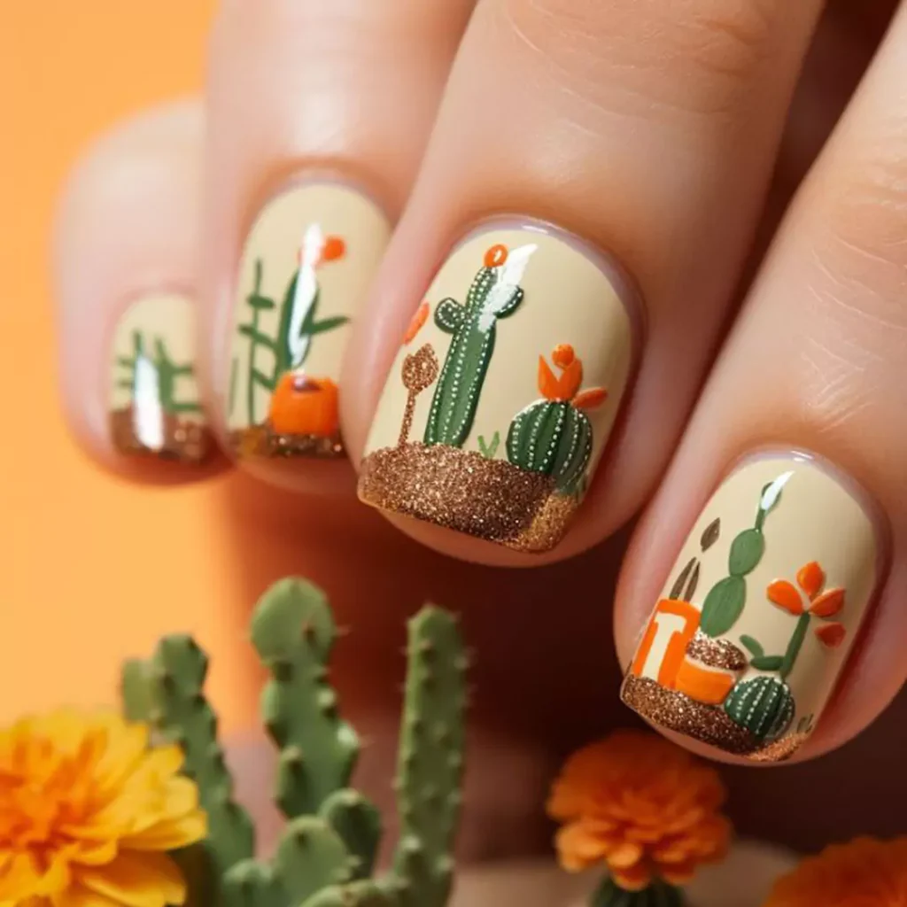 opulent cactus nail designs