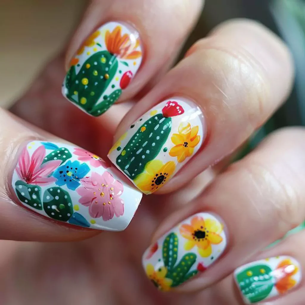 whimsical cactus nail designs