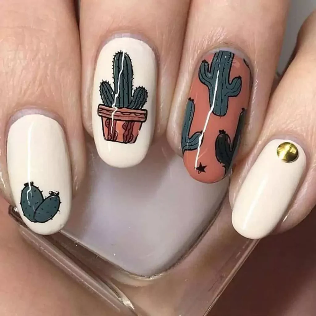 elegant cactus nail designs