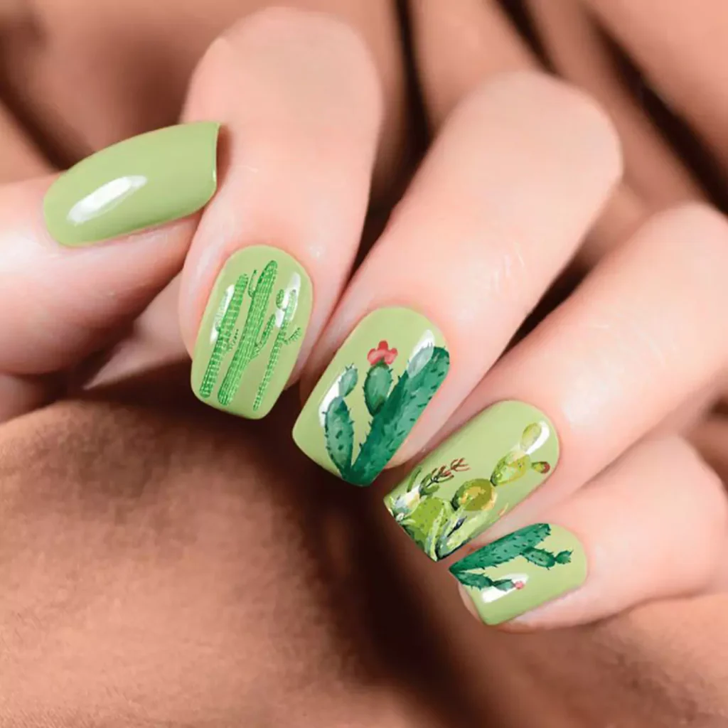 sophisticated cactus nail designs