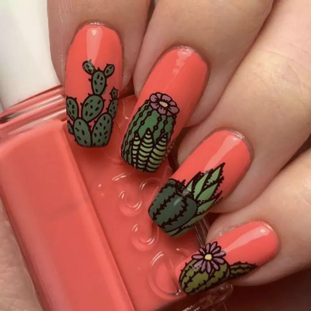 trendy cactus nail designs