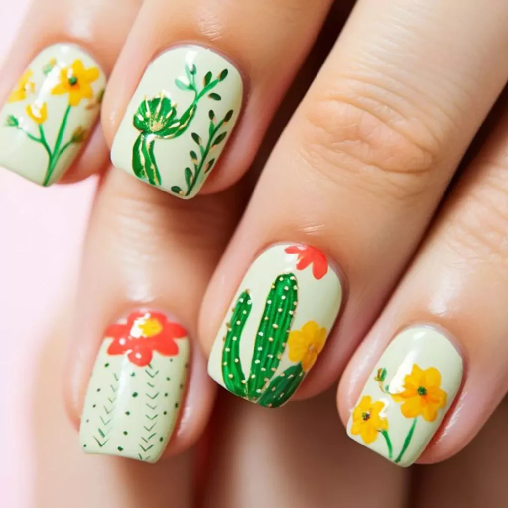 dazzling cactus nail designs