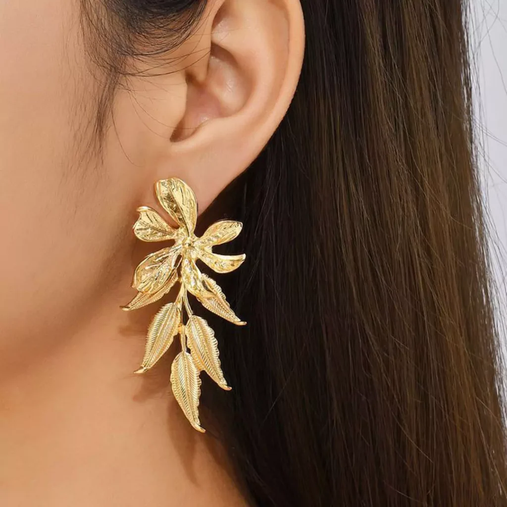 dazzling gold leaf earrings