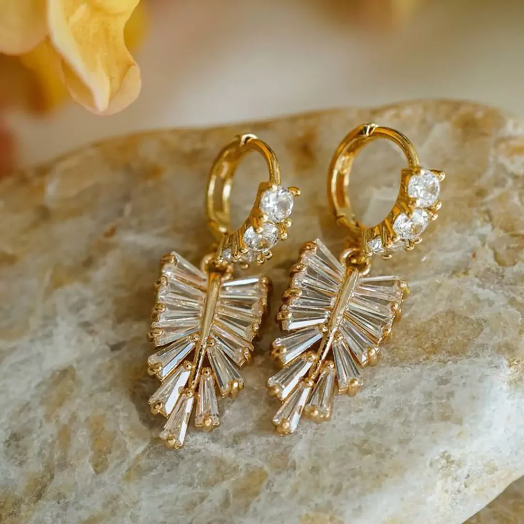 stunning gold leaf earrings