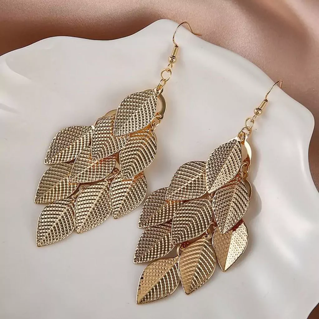 sophisticated gold leaf earrings