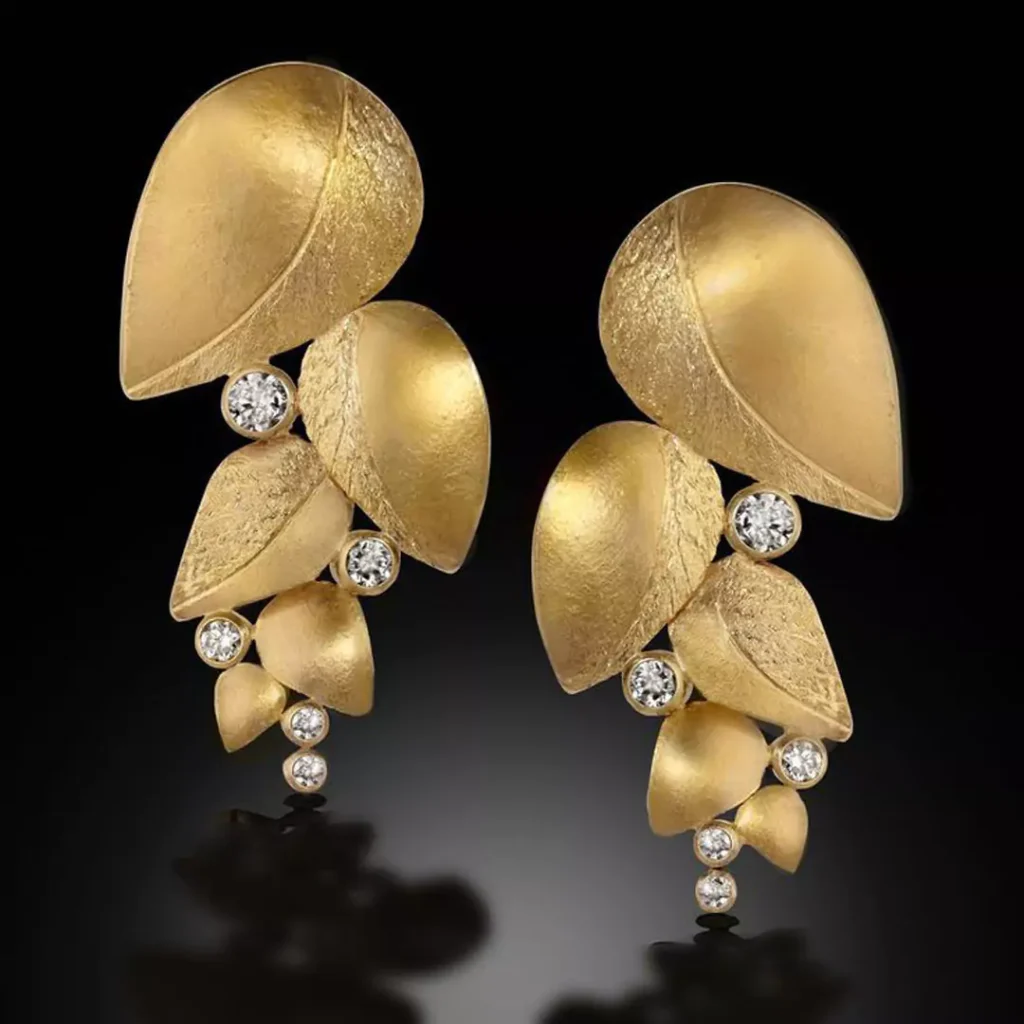 stylish gold leaf earrings