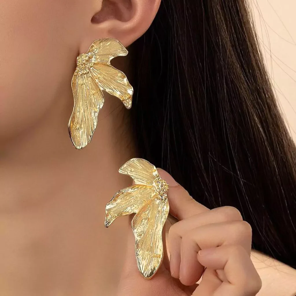 ornate gold leaf earrings