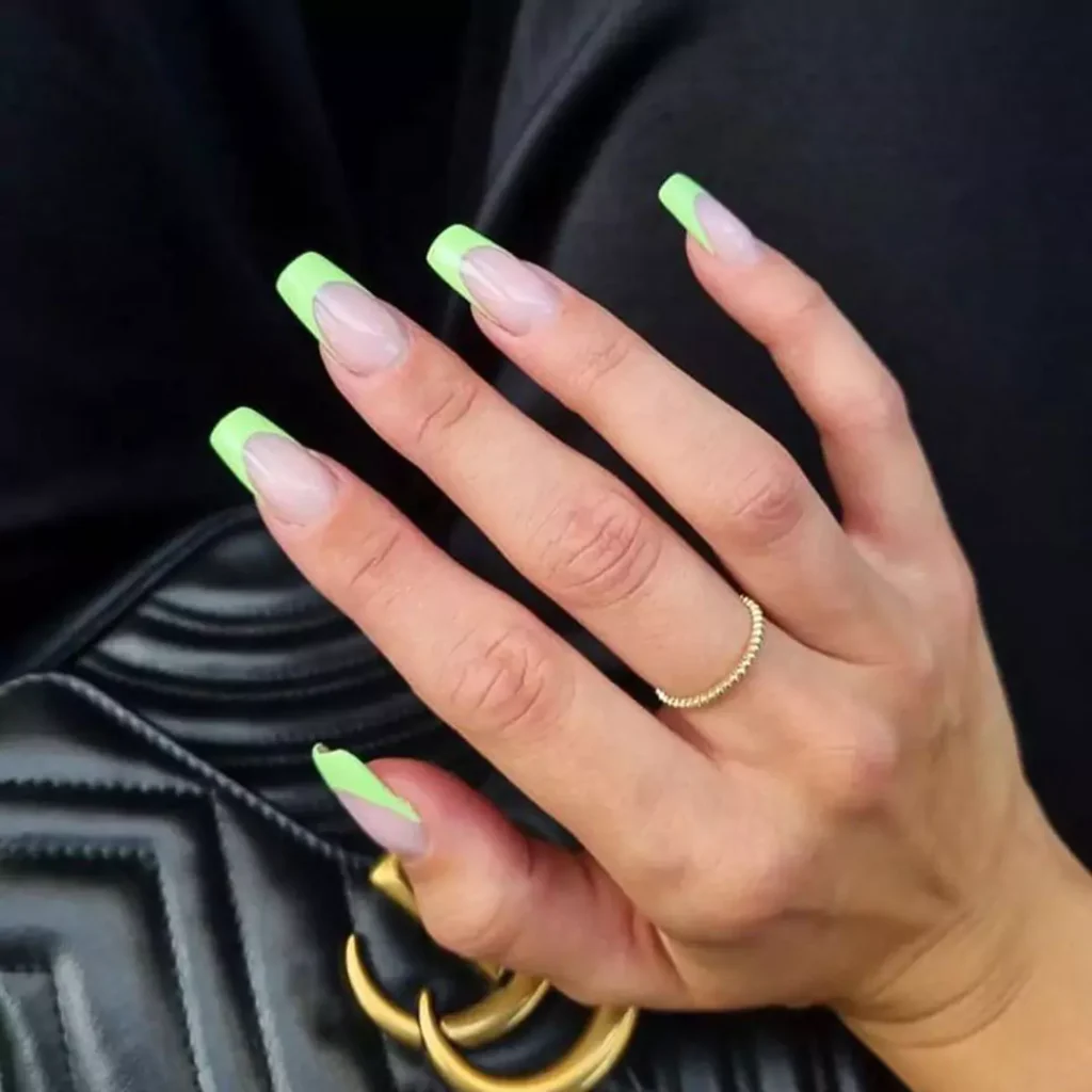 sophisticated green French nails designs