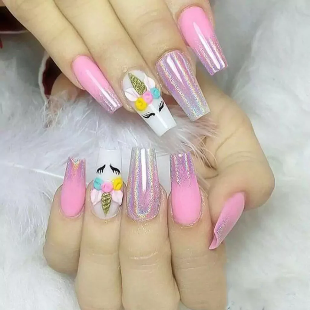 sparkling unicorn nail designs