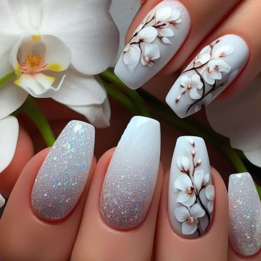 vibrant white acrylic nail designs