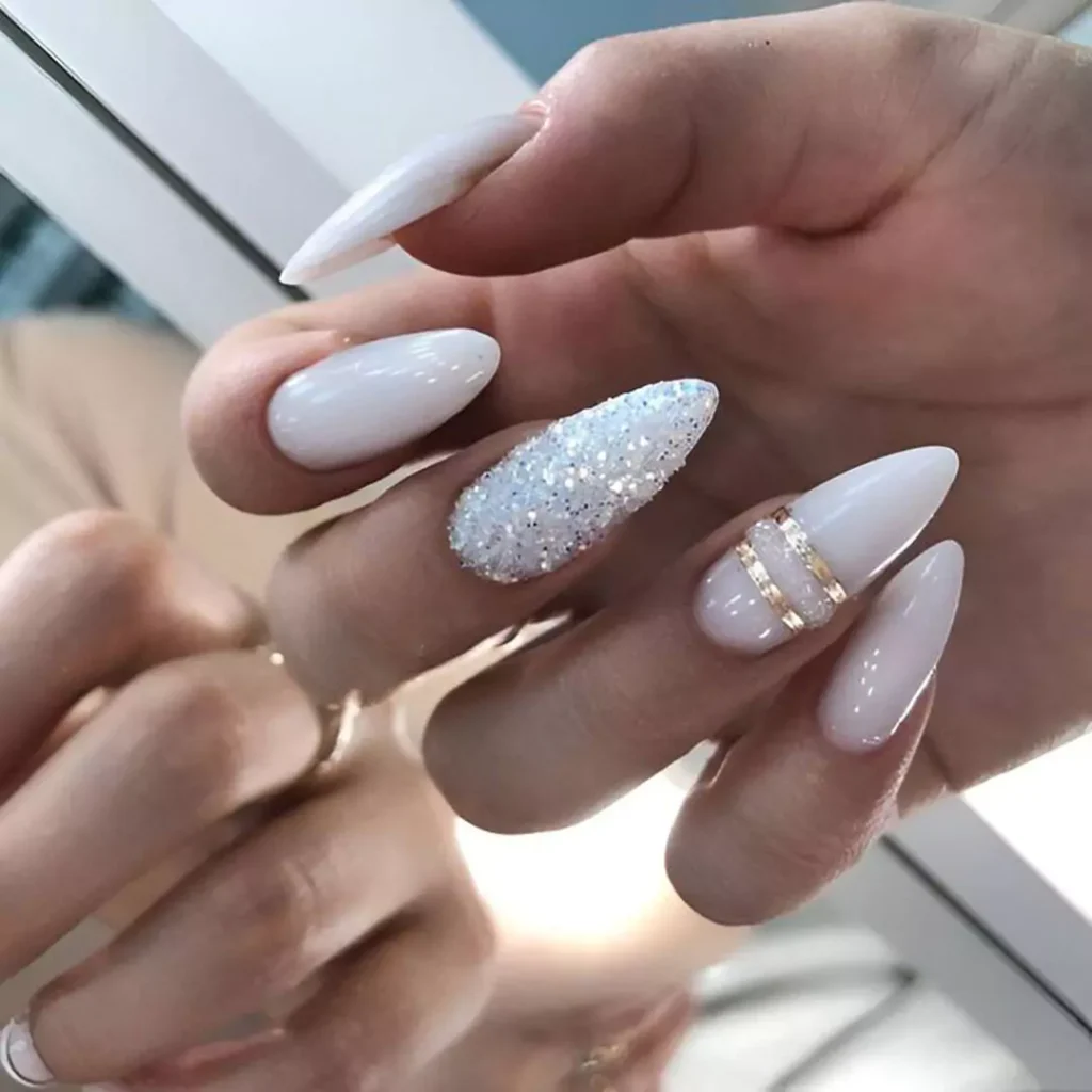 sophisticated white acrylic nail designs