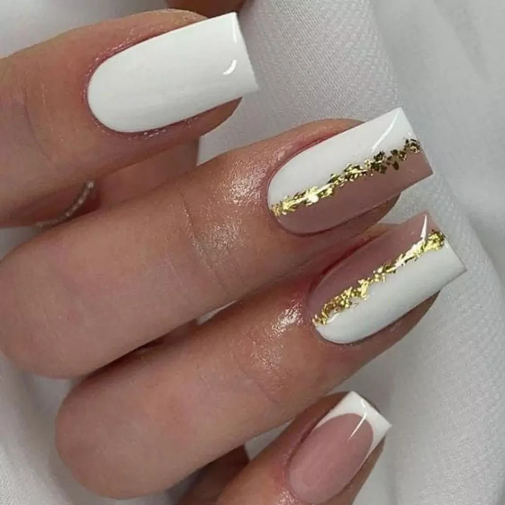 trendy white acrylic nail designs