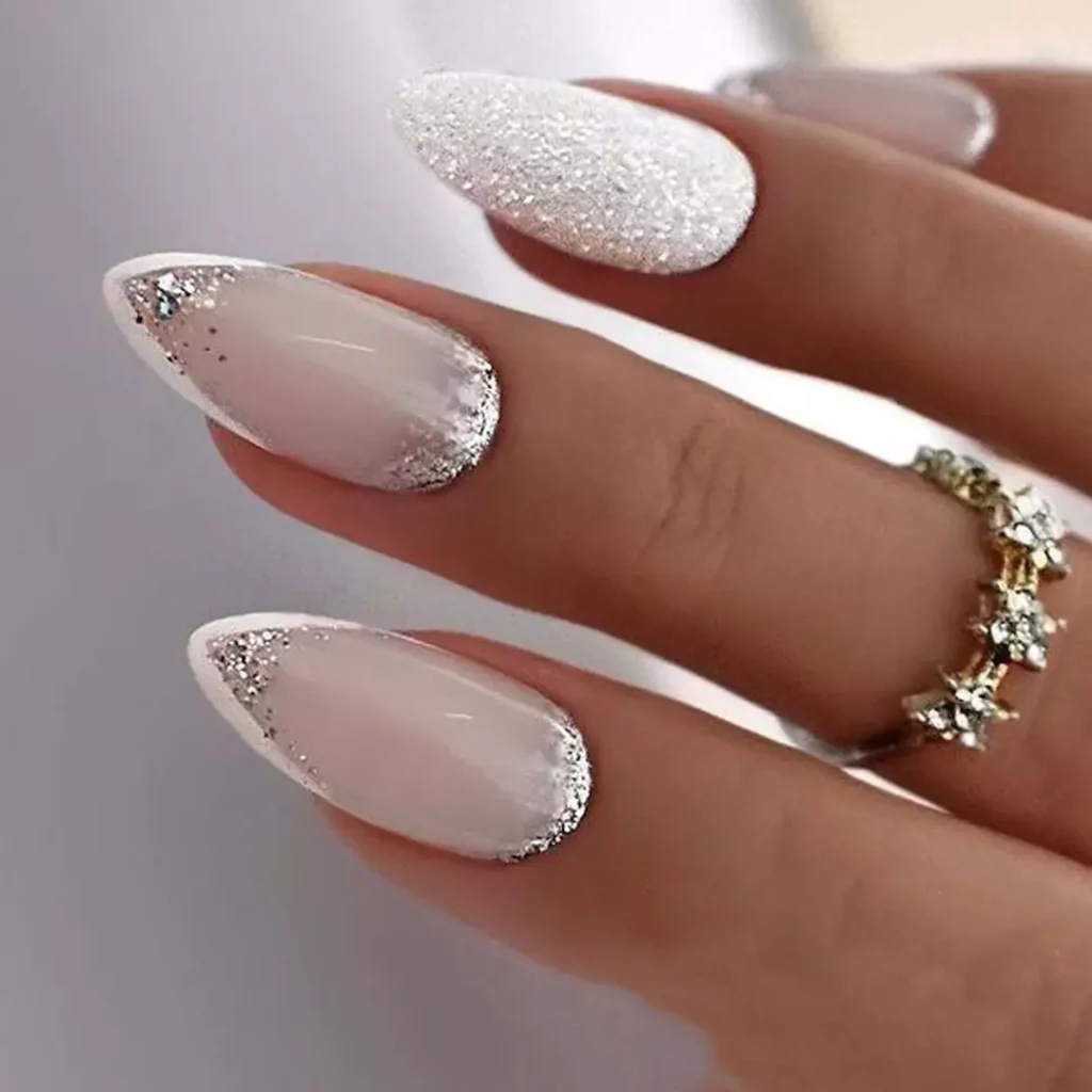 dazzling white acrylic nail designs