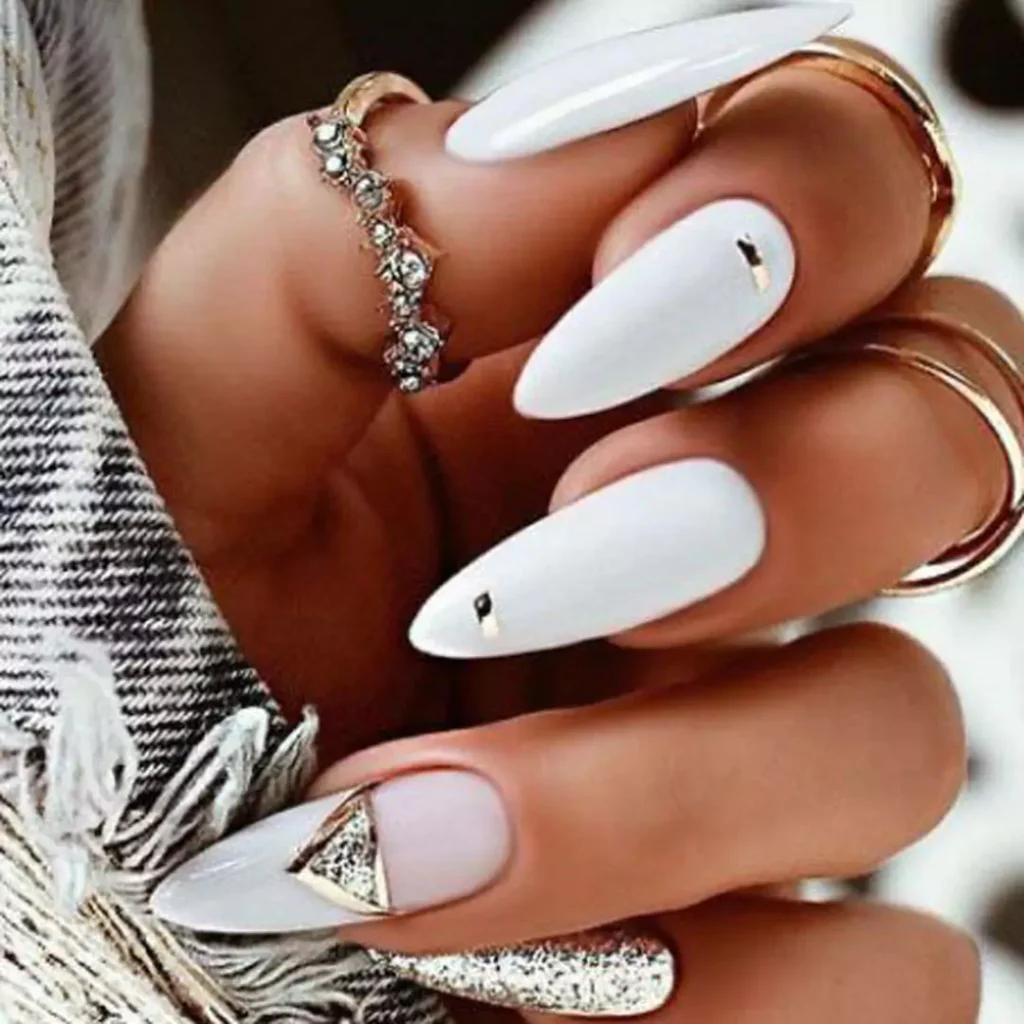 whimsical white acrylic nail designs