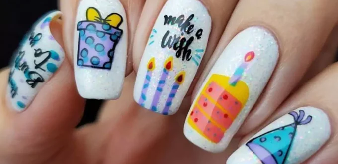 chic birthday nail design