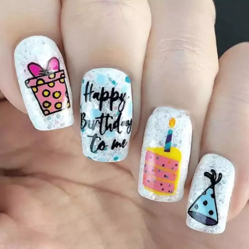 radiant birthday nail design