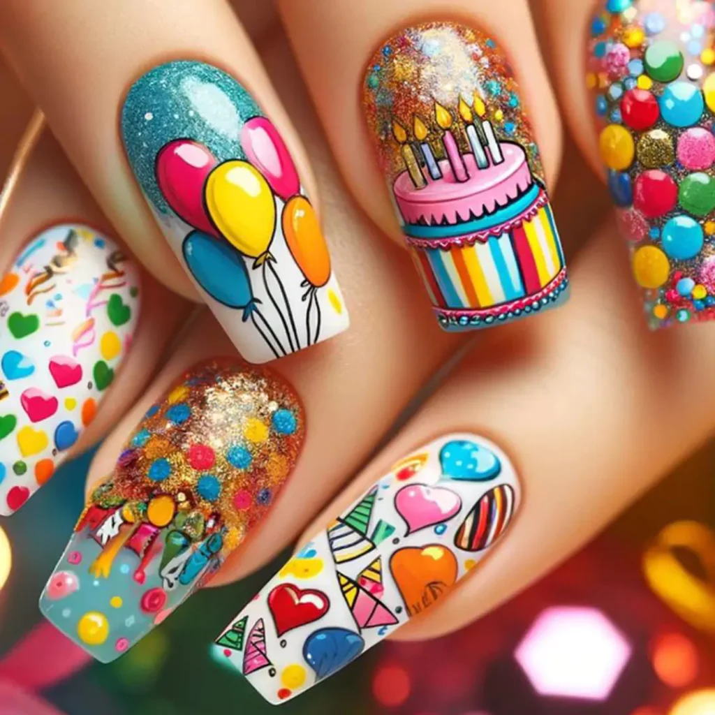 elegant birthday nail design