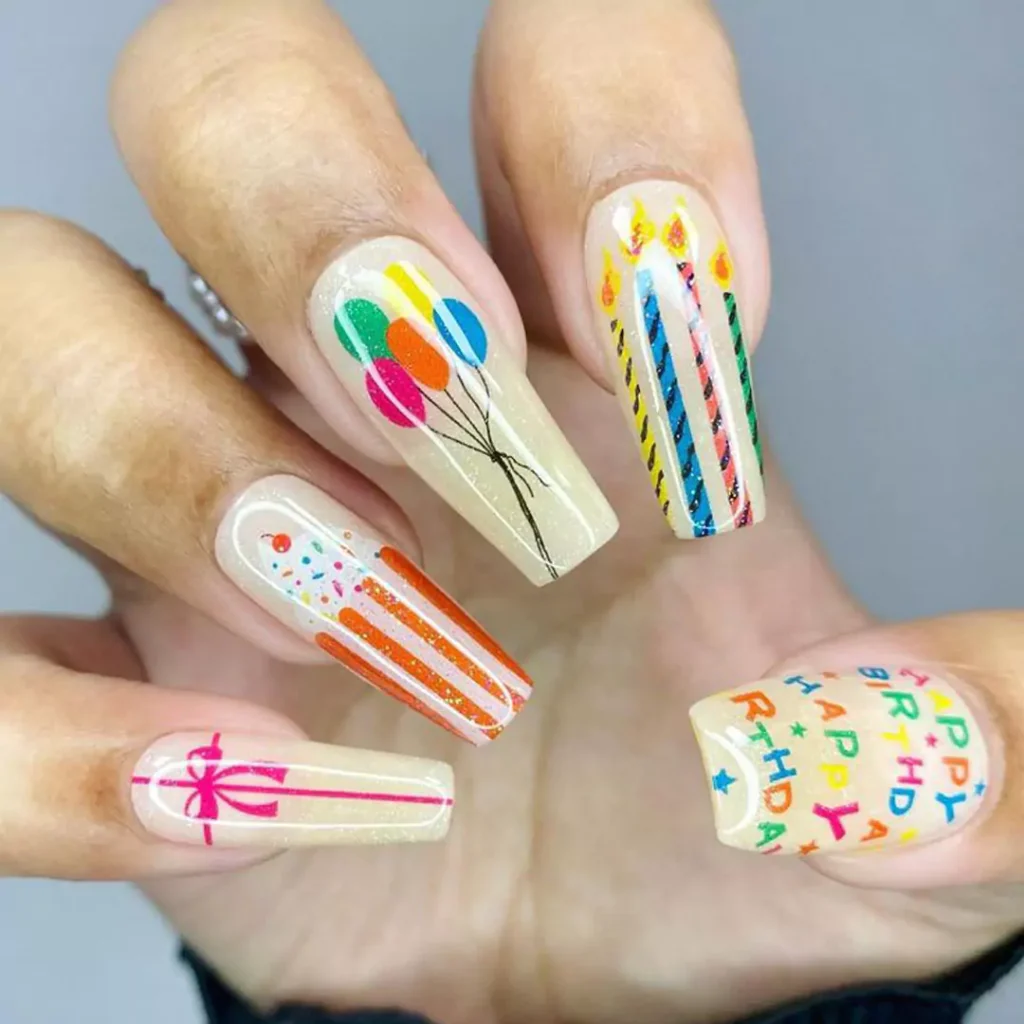 sophisticated birthday nail design