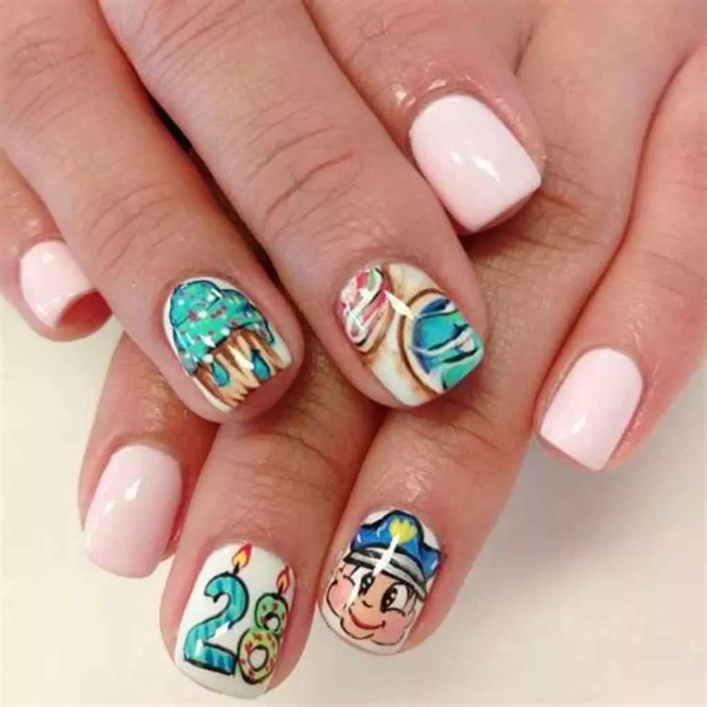 trendy birthday nail design