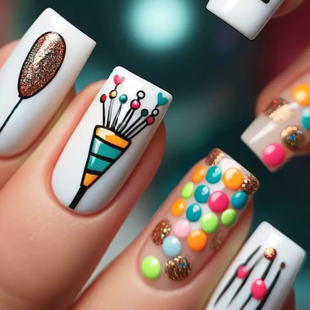 unique birthday nail design