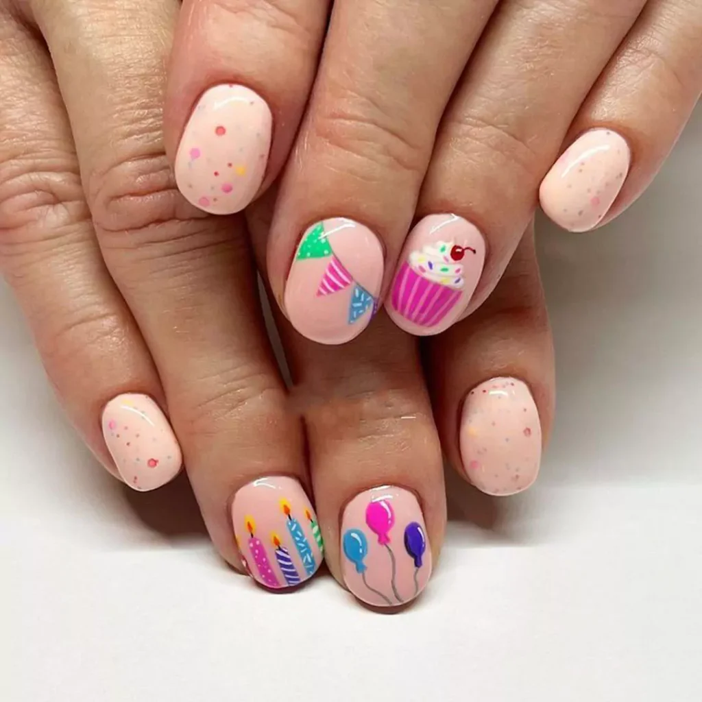 exquisite birthday nail design