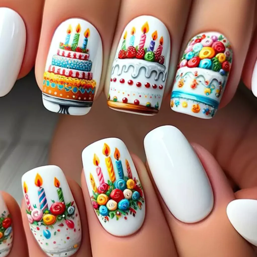 dazzling birthday nail design