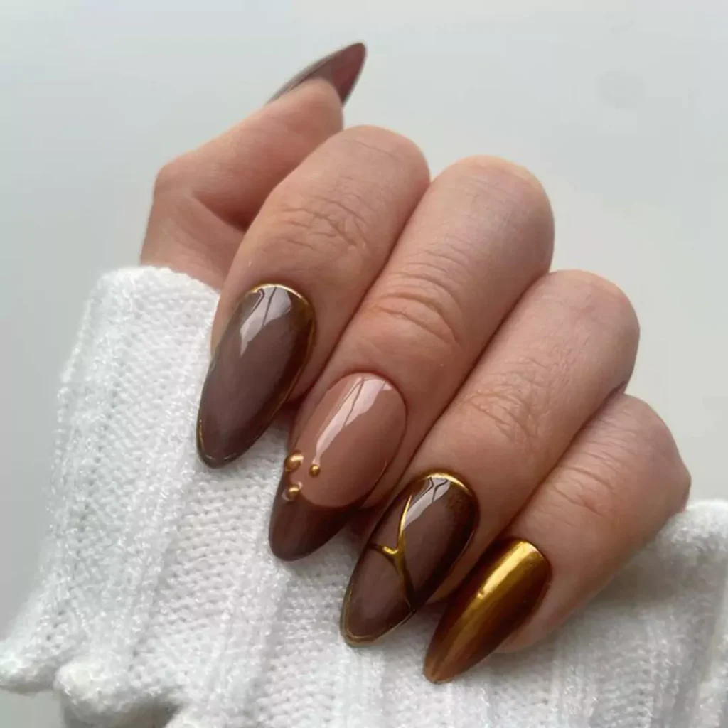 glamorous brown nail designs