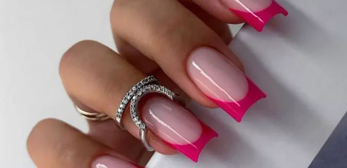 chic pink French nails