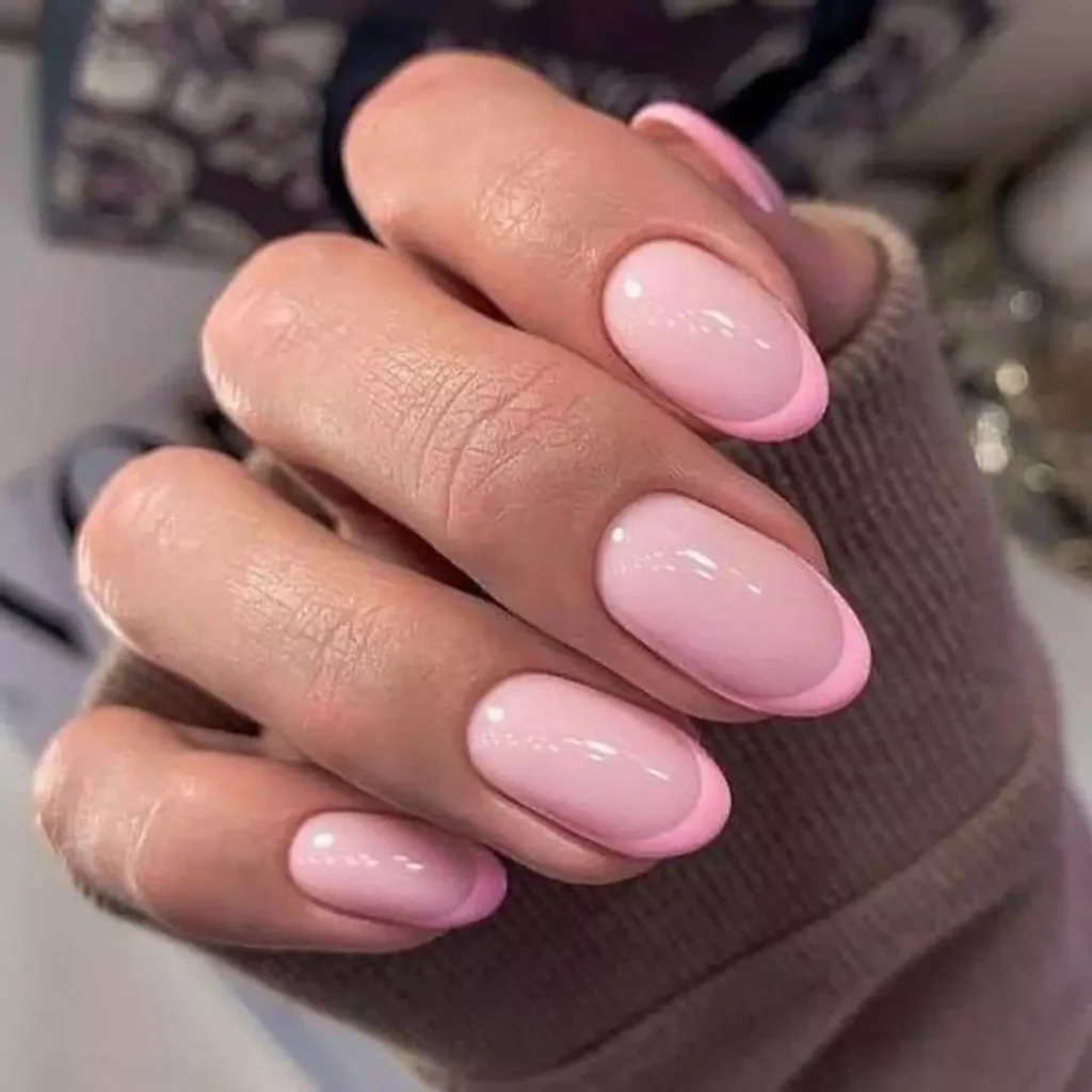 opulent pink French nails