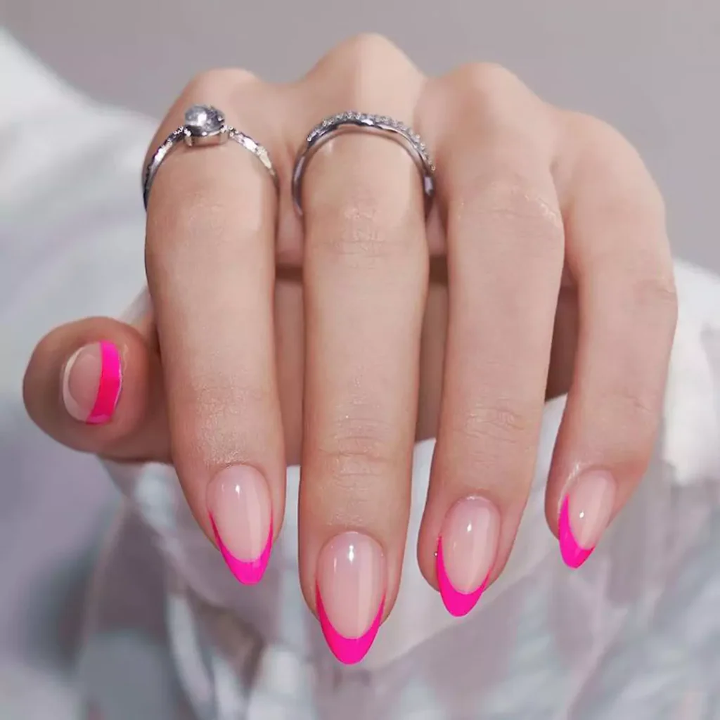 delicate pink French nails