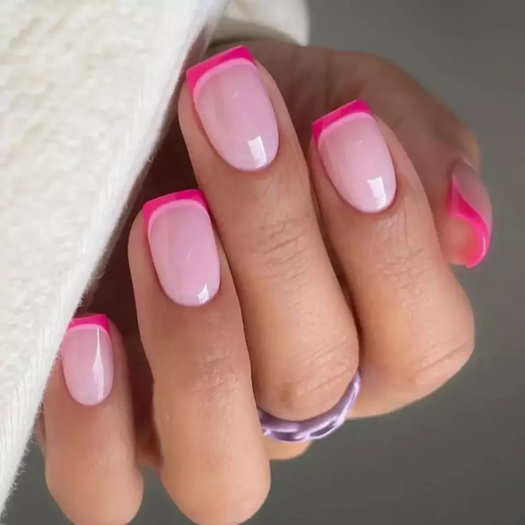 elegant pink French nails