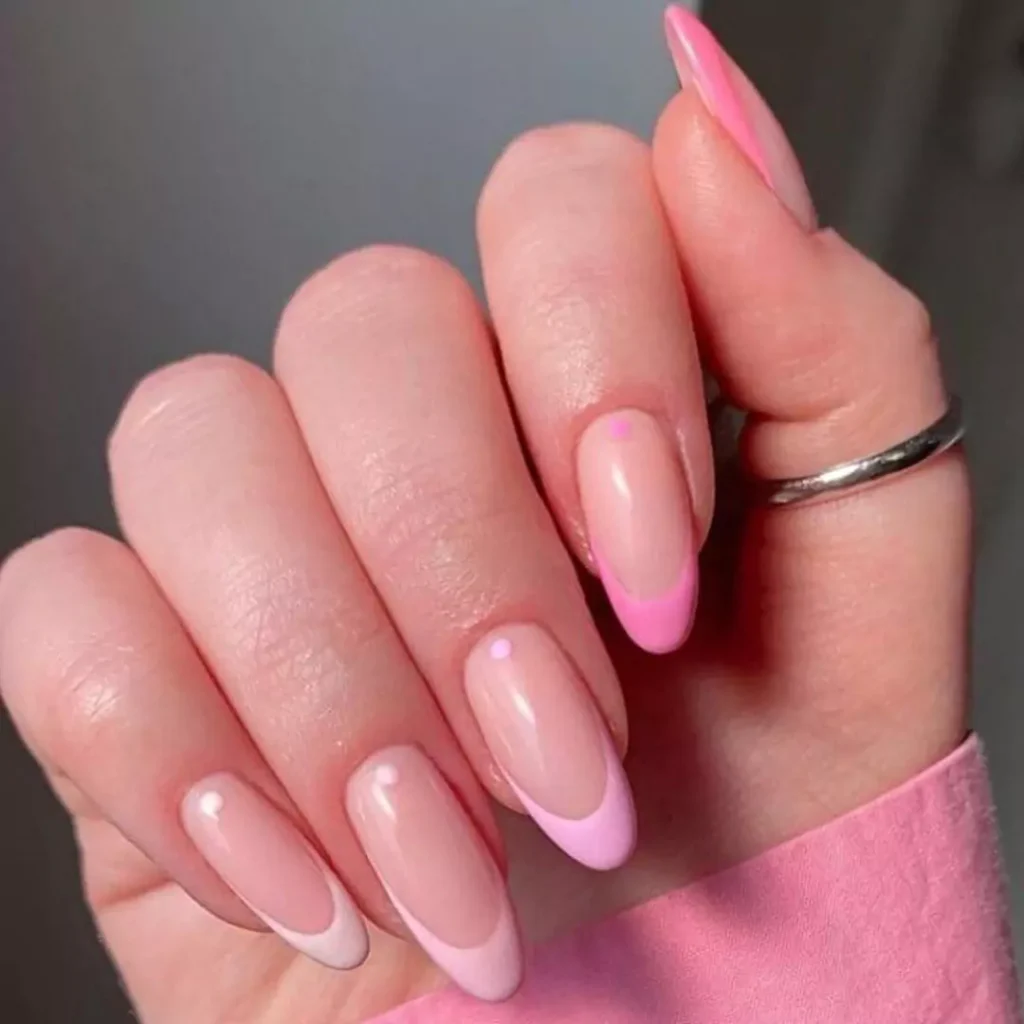 glamorous pink French nails