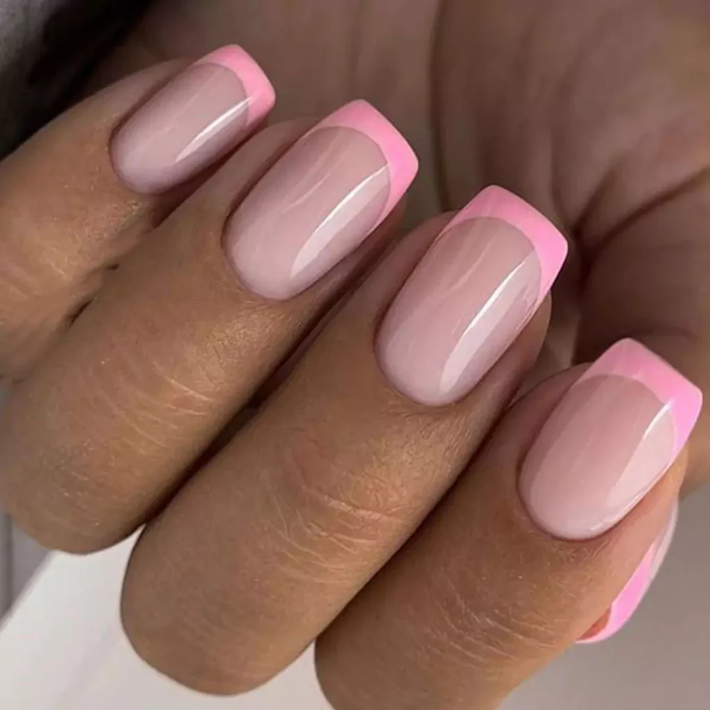 trendy pink French nails