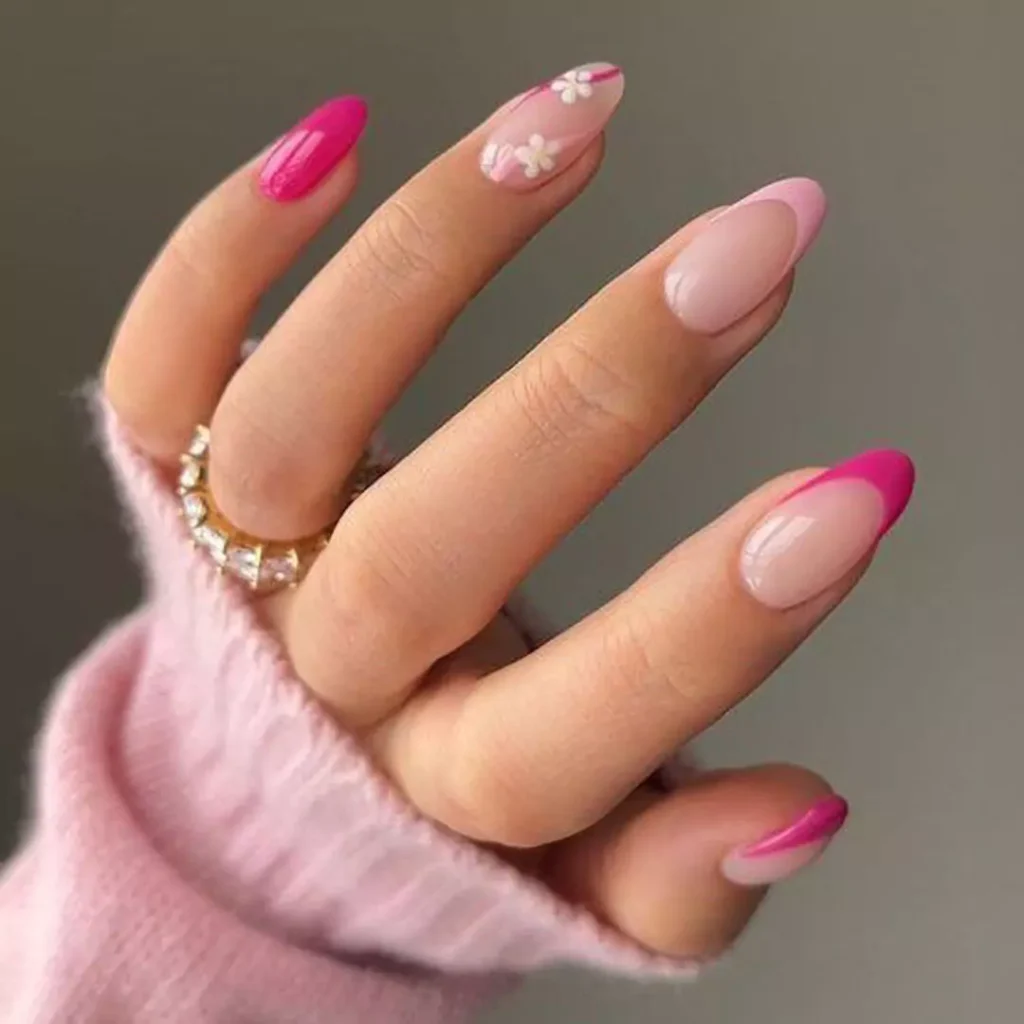 exquisite pink French nails