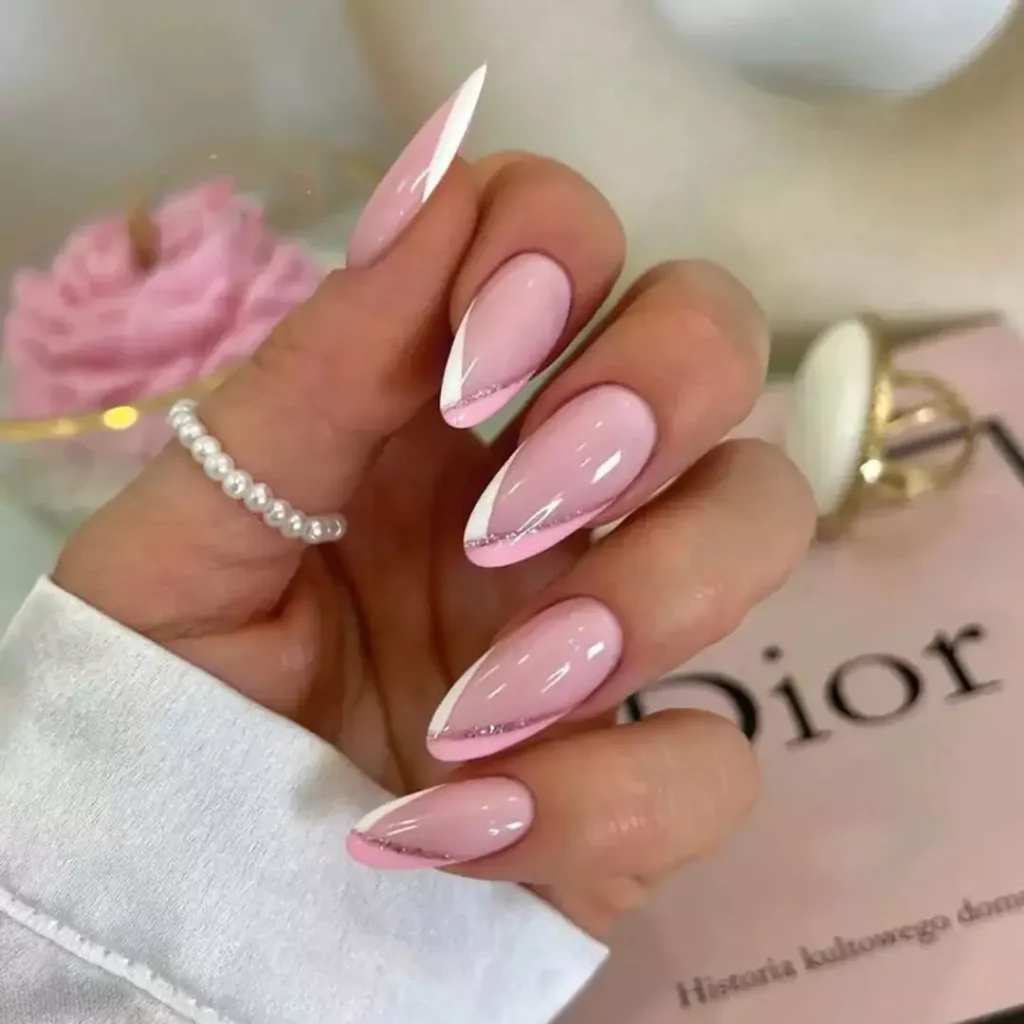 dazzling pink French nails