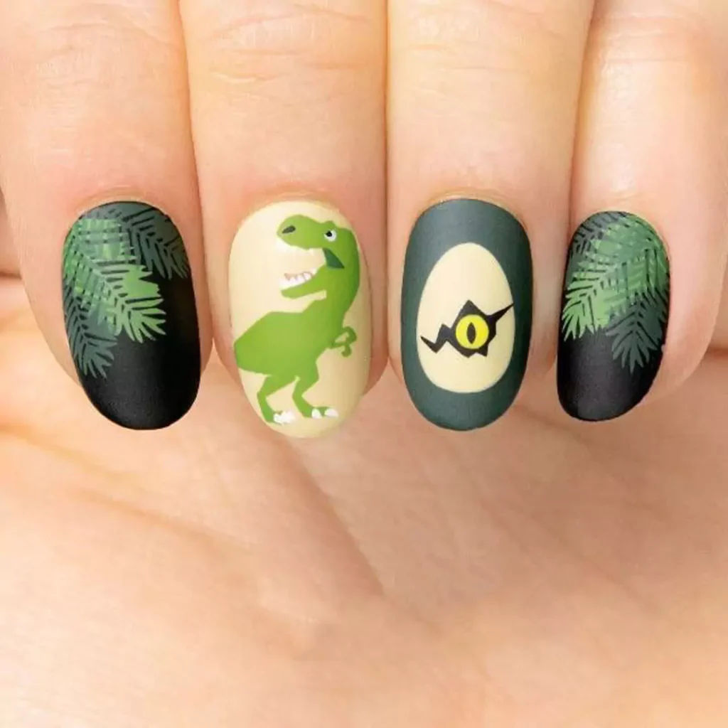 chic dinosaurs nail designs