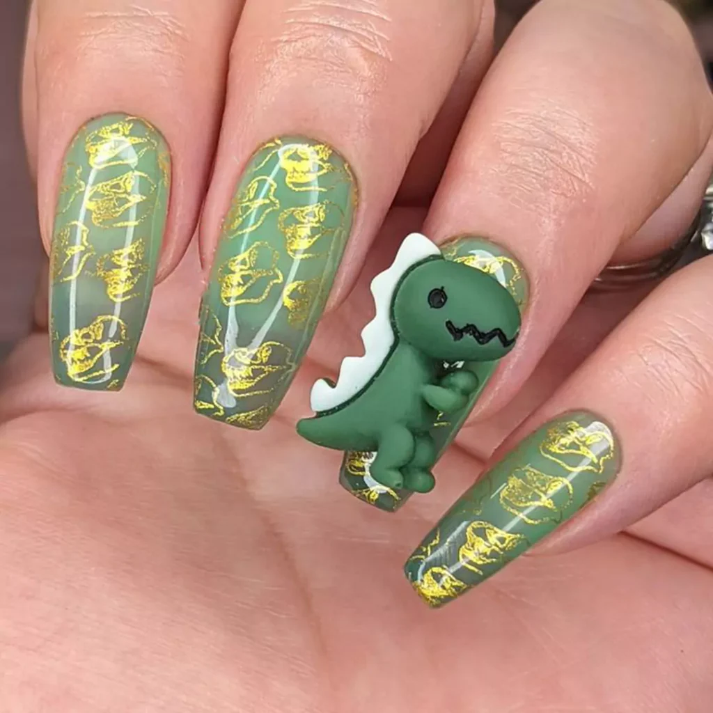 glamorous dinosaurs nail designs