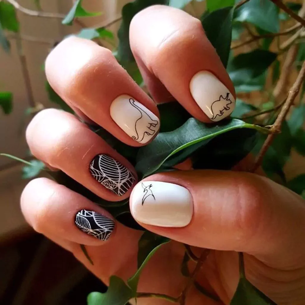 trendy dinosaurs nail designs