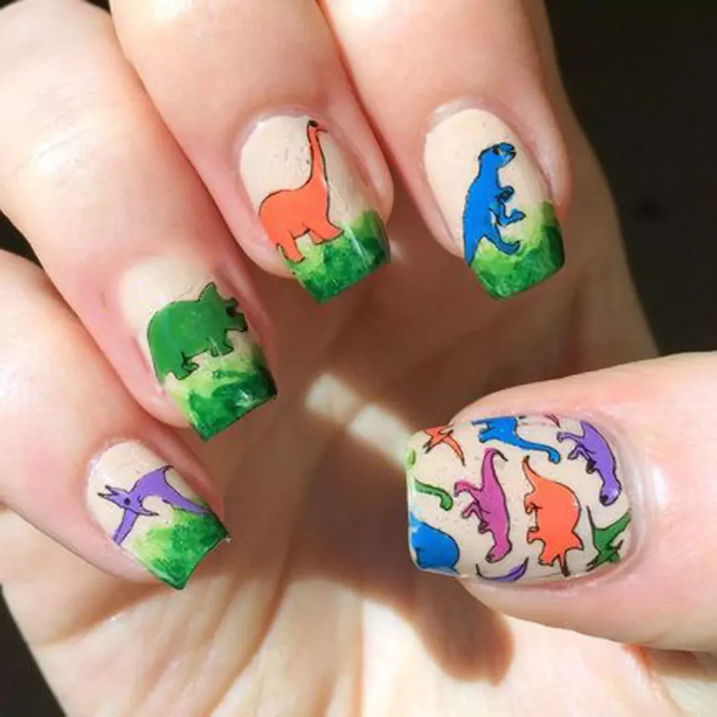 unique dinosaurs nail designs