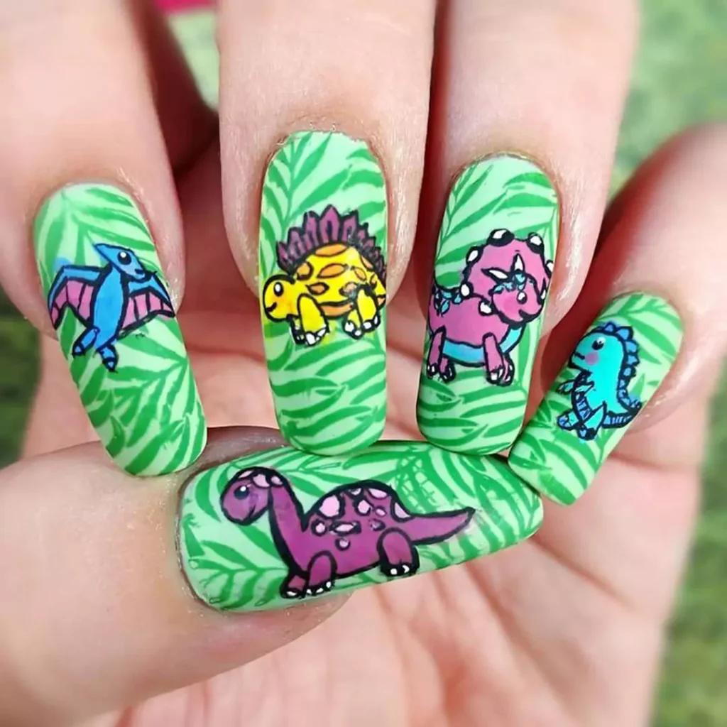 unique dinosaurs nail designs