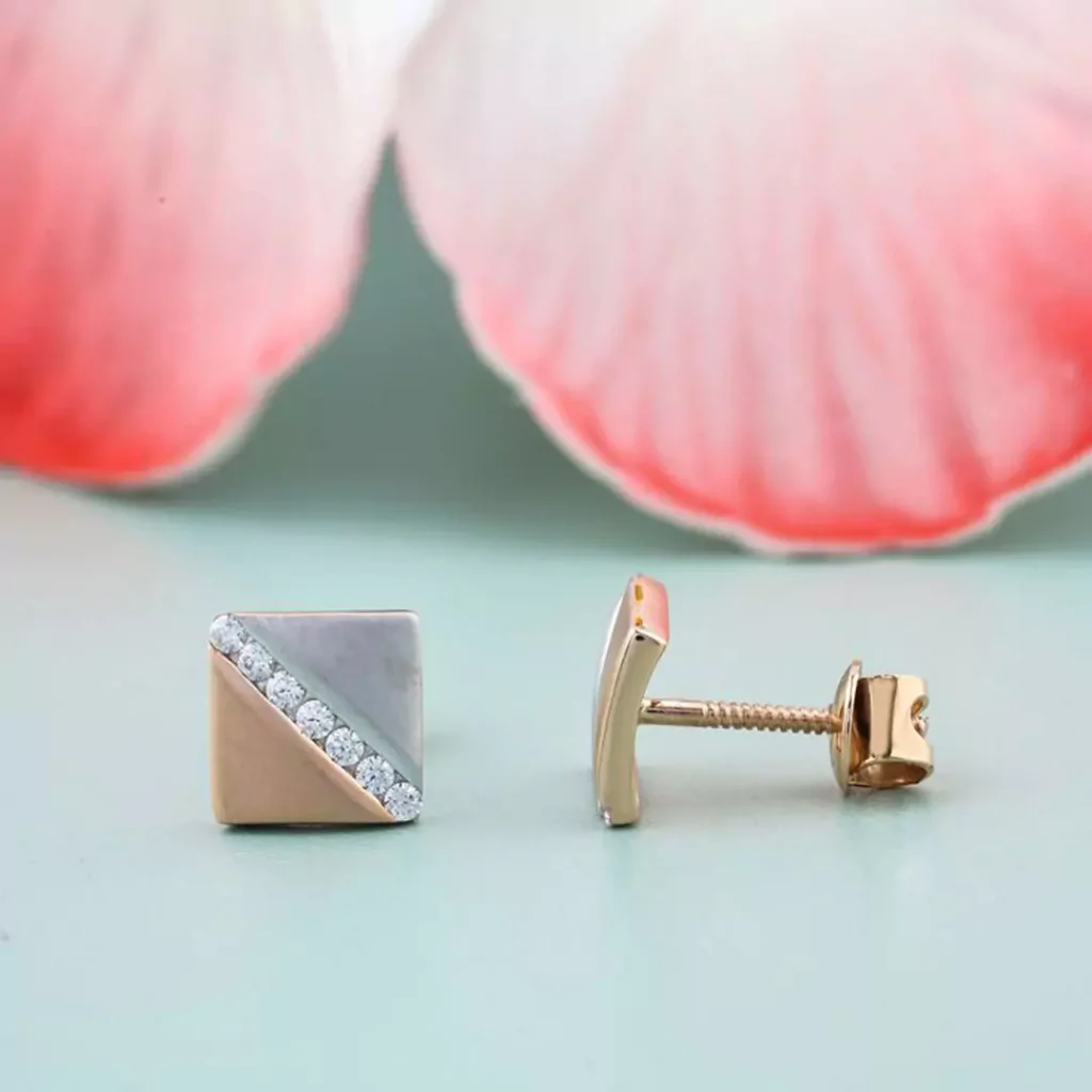 opulent gold square studs earrings