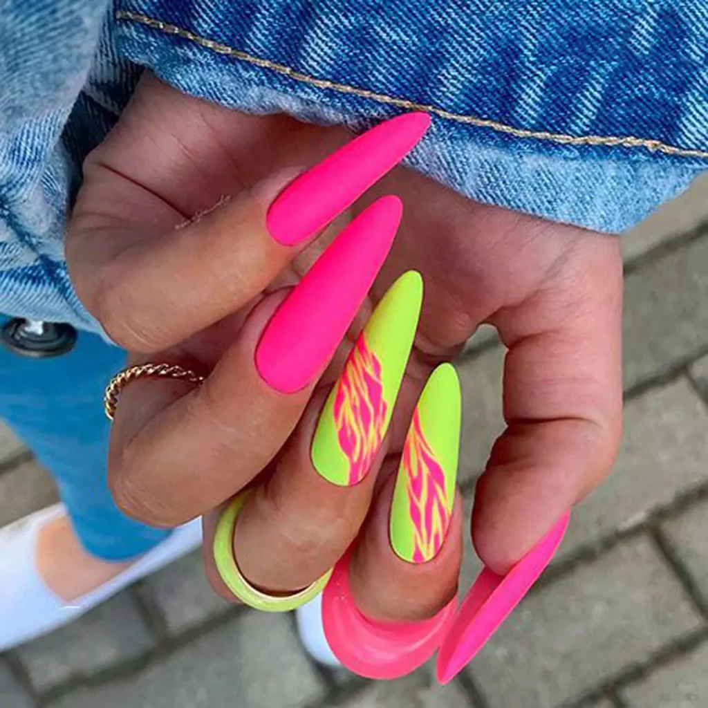 alluring neon nail designs