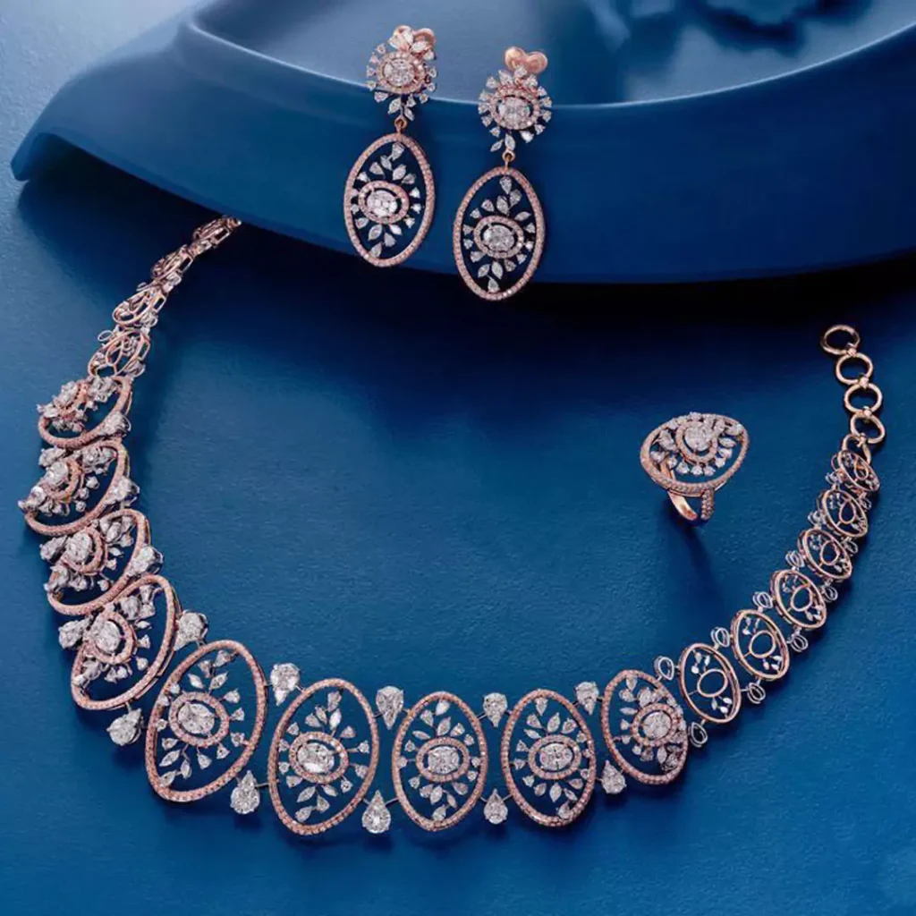 dazzling diamond gold jewelery set