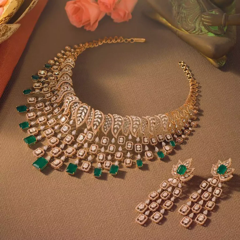 magnificent diamond gold jewelery set