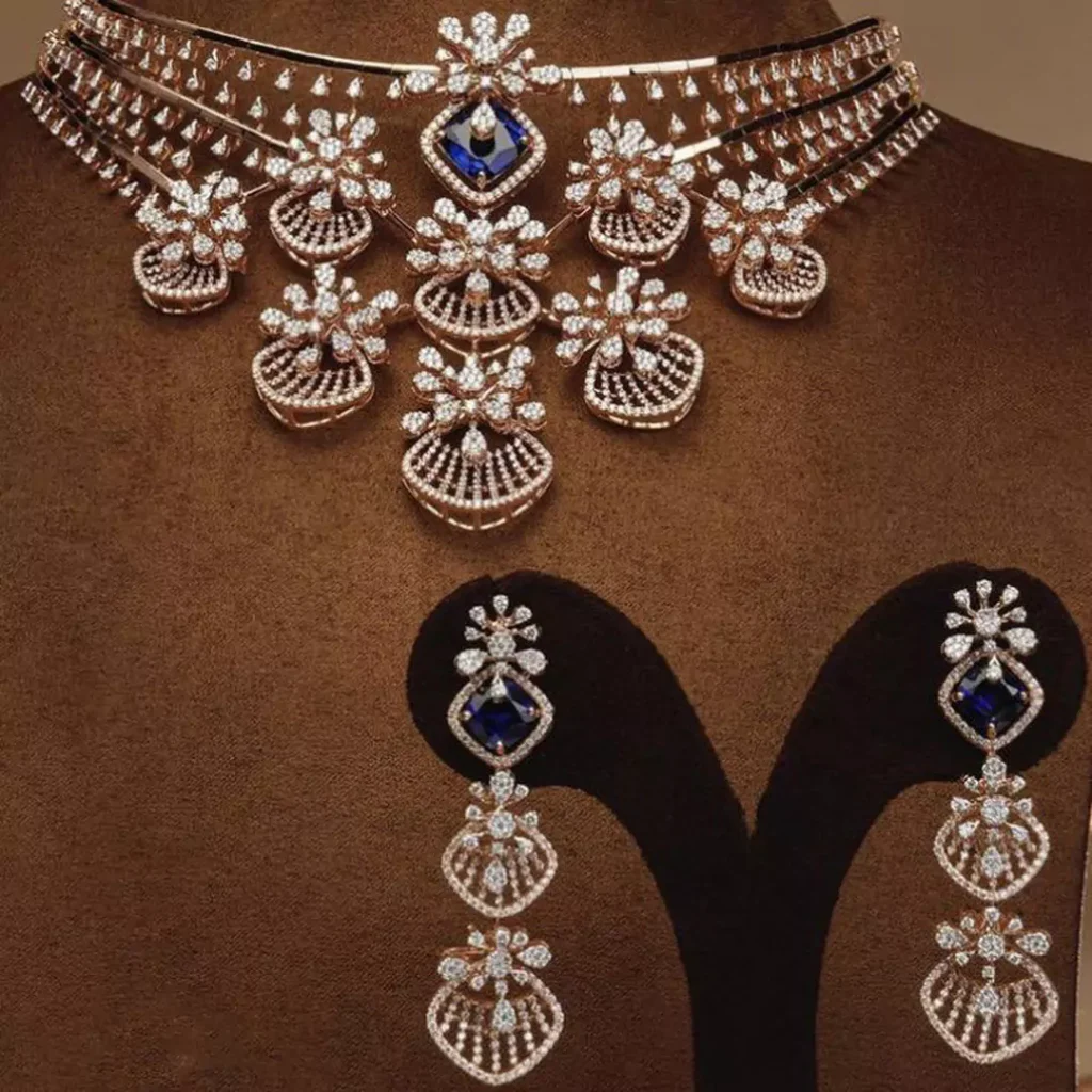 opulent diamond gold jewelery set