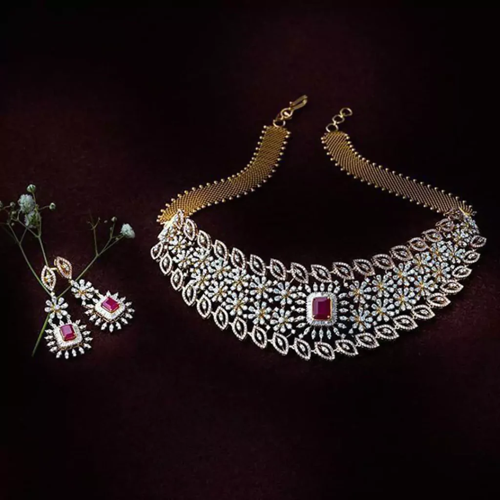 stylish diamond gold jewelery set