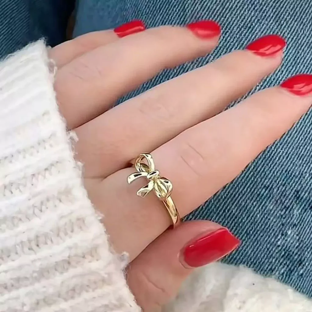 exquisite gold bow tie rings