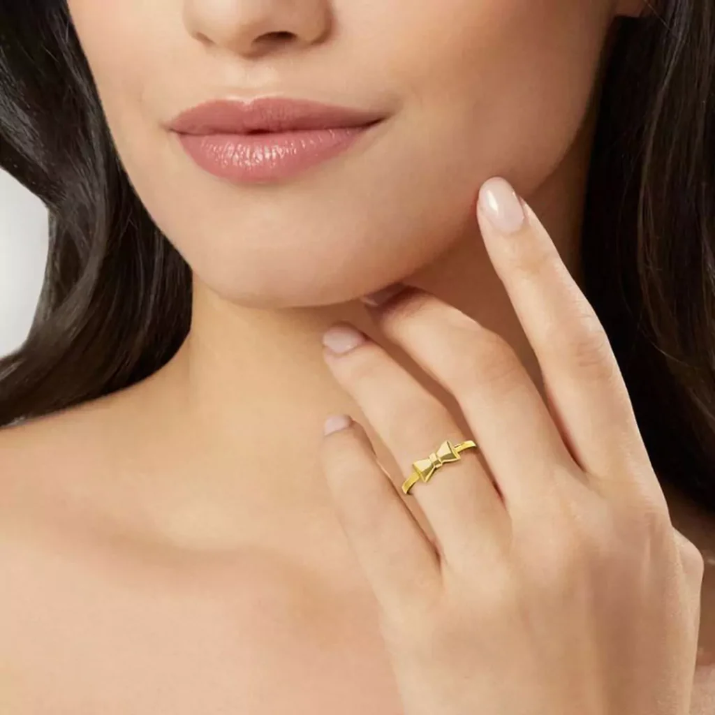 delicate gold bow tie rings