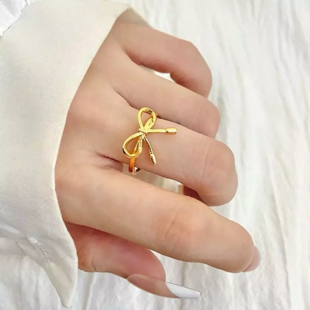 stylish gold bow tie rings